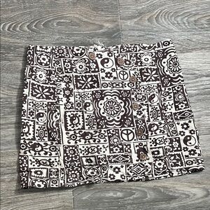 Urban Outfitters Brown and White Patterned Mini Skirt